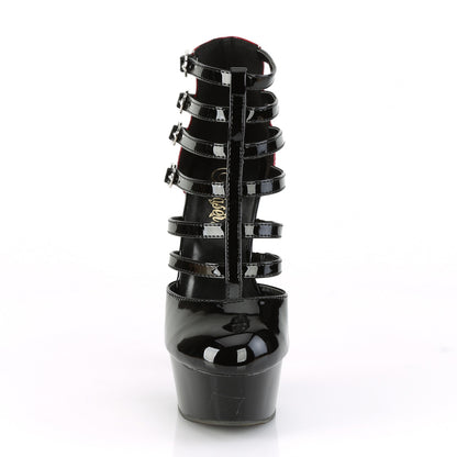 Pleaser Sandales pour femmes DELIGHT-695 BLK-ROUGE PAT / BLK
