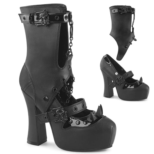 DemoniaCult Women's Heels & Platform Shoes DEMON-13 Blk Vegan Leather