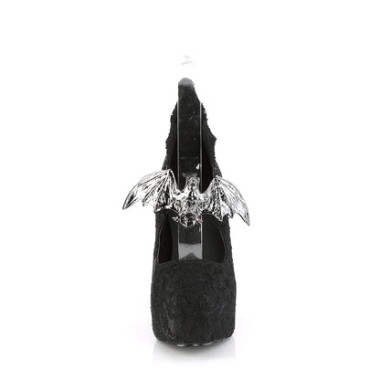 DemoniaCult Pompes pour femmes DEMON-18 dentelle BLK Satin-Black