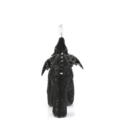 DemoniaCult Pompes pour femmes DEMON-18 dentelle BLK Satin-Black