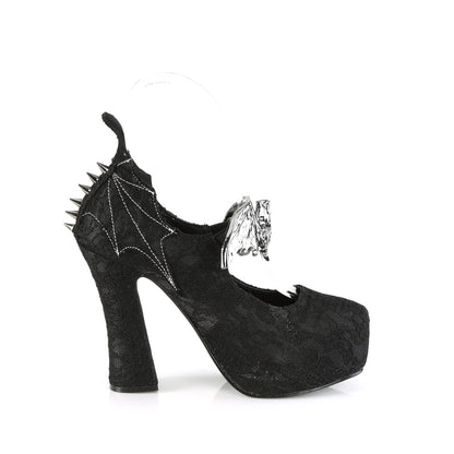 DemoniaCult Pompes pour femmes DEMON-18 dentelle BLK Satin-Black