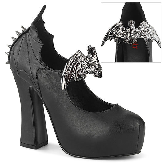 DemoniaCult Pompes pour femmes DEMON-18 Cuir végétalien BLK