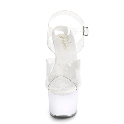 Pleaser Sandales pour femmes DISCOLITE-708 CLR / GLOW WHITE