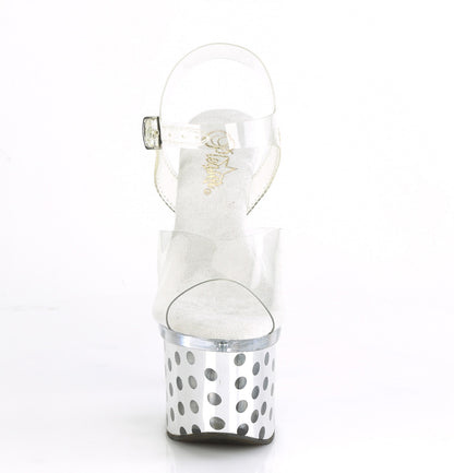 Pleaser Sandales pour femmes DISCOLITE-708dots CLR / SLV Chrome