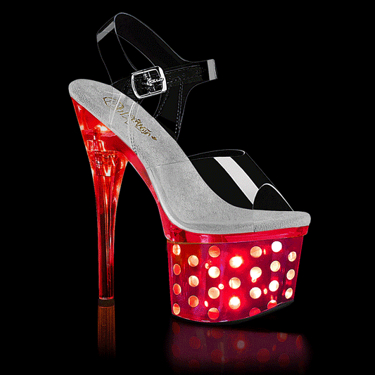 Pleaser Sandales pour femmes DISCOLITE-708dots CLR / SLV Chrome