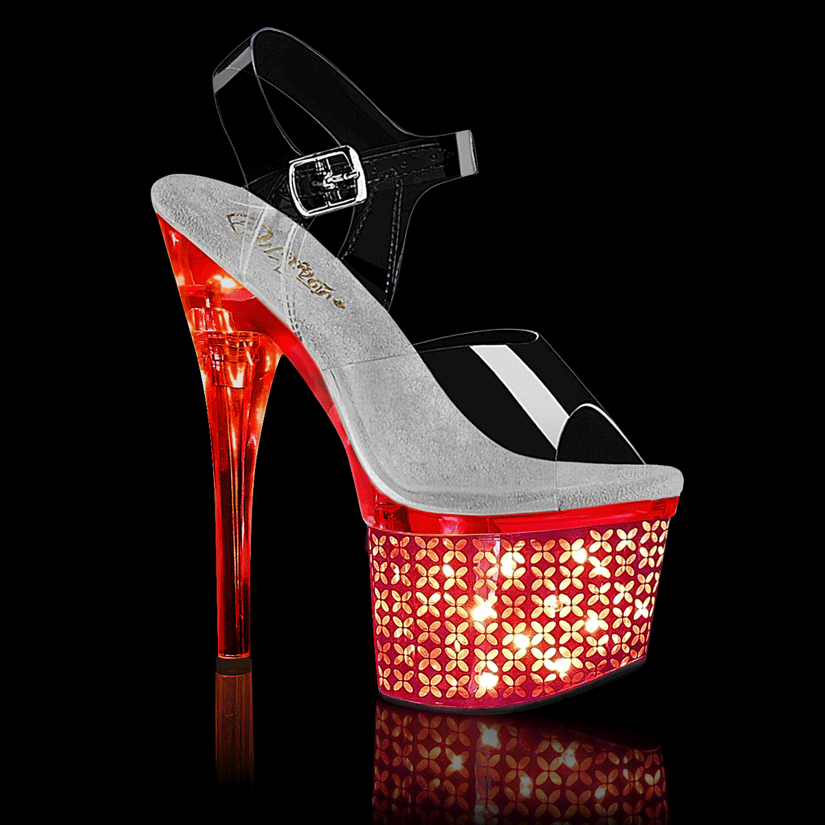 Pleaser Sandales pour femmes DISCOLITE-708FLP CLR / SLV Chrome