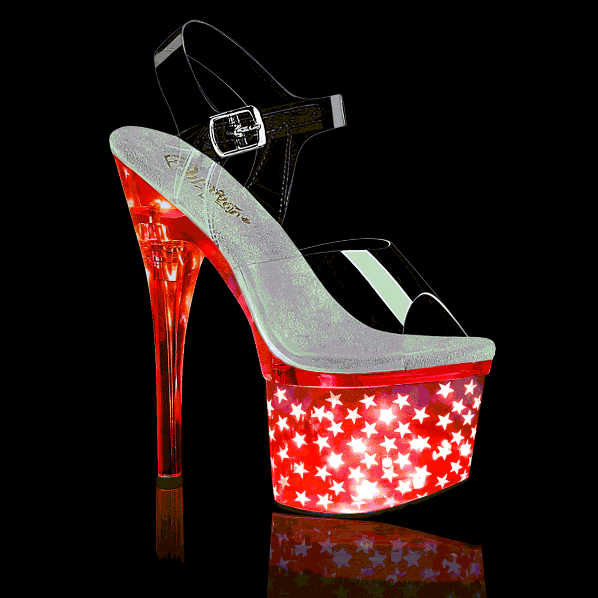 Pleaser Sandales pour femmes DISCOLITE-708Star CLR / SLV Chrome