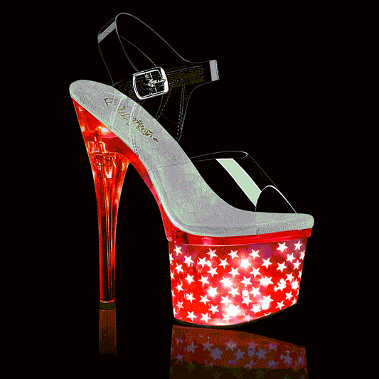 Pleaser Sandales pour femmes DISCOLITE-708Star CLR / SLV Chrome