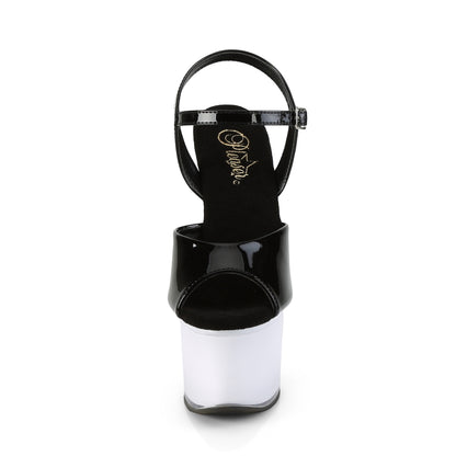 Pleaser Sandales pour femmes DISCOLITE-709 BLK PAT / GLOW WHITE