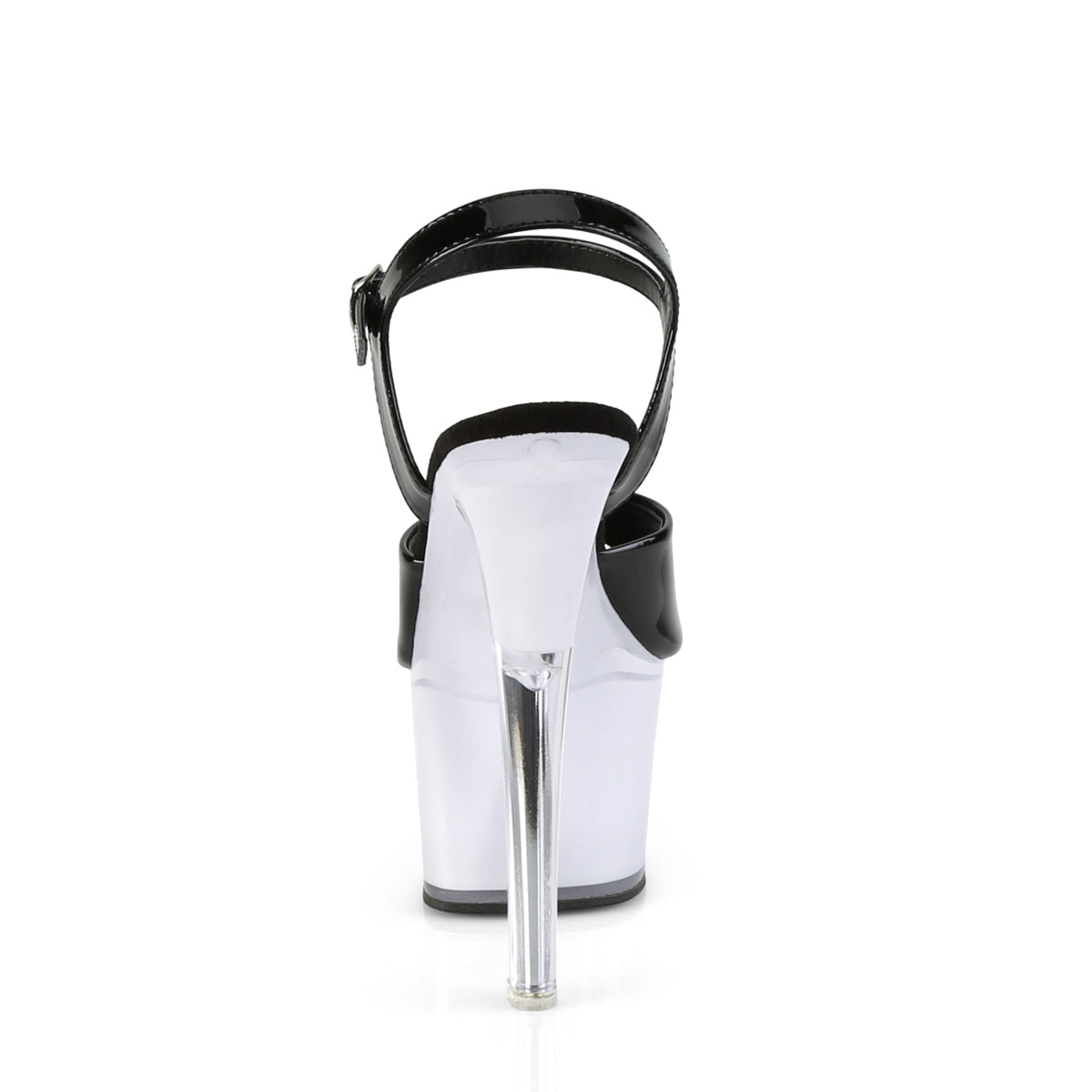 Pleaser Sandales pour femmes DISCOLITE-709 BLK PAT / GLOW WHITE