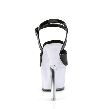 Pleaser Sandales pour femmes DISCOLITE-709 BLK PAT / GLOW WHITE