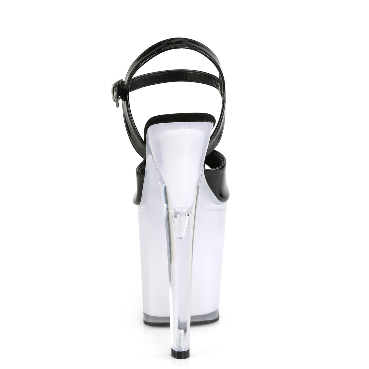 Pleaser Sandales pour femmes DISCOLITE-809 BLK PAT / BLANC GLOW