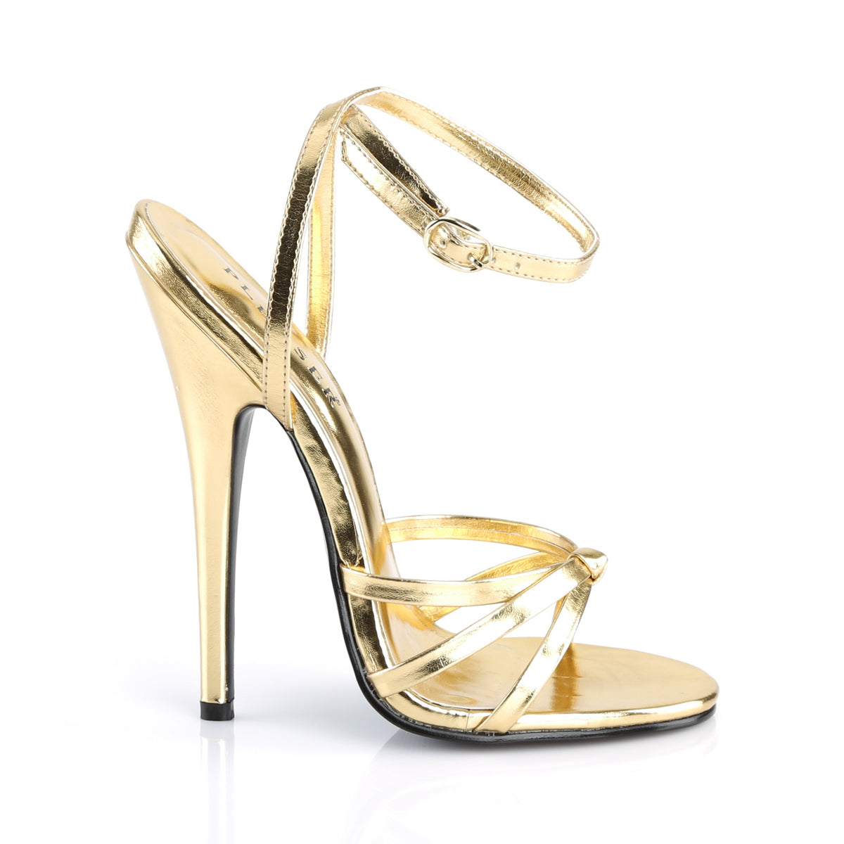 Devious Sandales pour femmes DOMINA-108 PU métallique en or