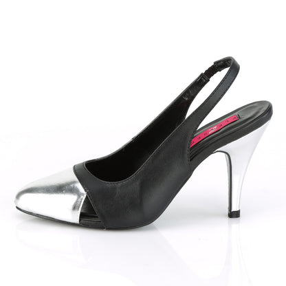 Pleaser Pink Label Pompes pour femmes DREAM-405 BLK FAUX CUIR-SLV METALLIQUE PU