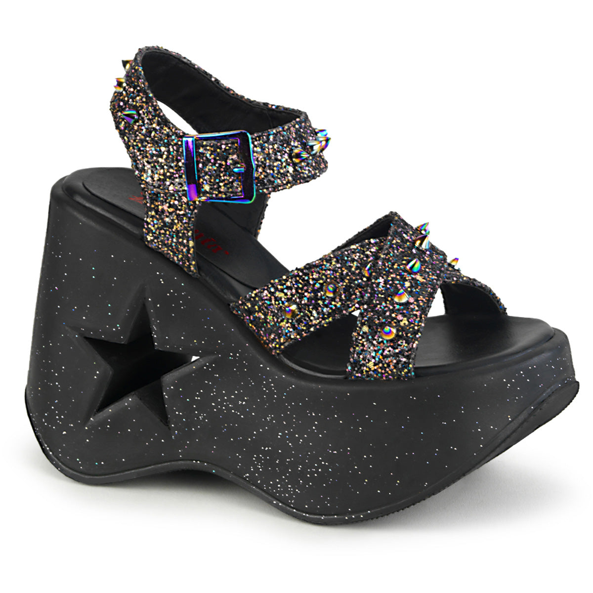 DemoniaCult Sandales féminines DYNAMITE-02 BLK multi-paillettes