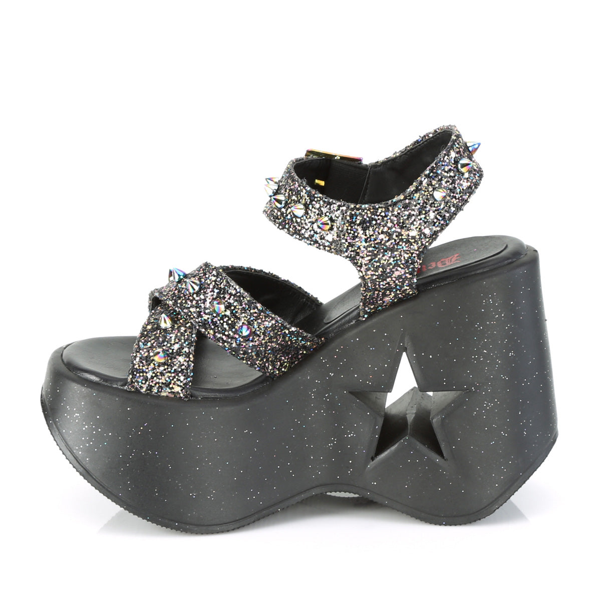 DemoniaCult Sandales féminines DYNAMITE-02 BLK multi-paillettes
