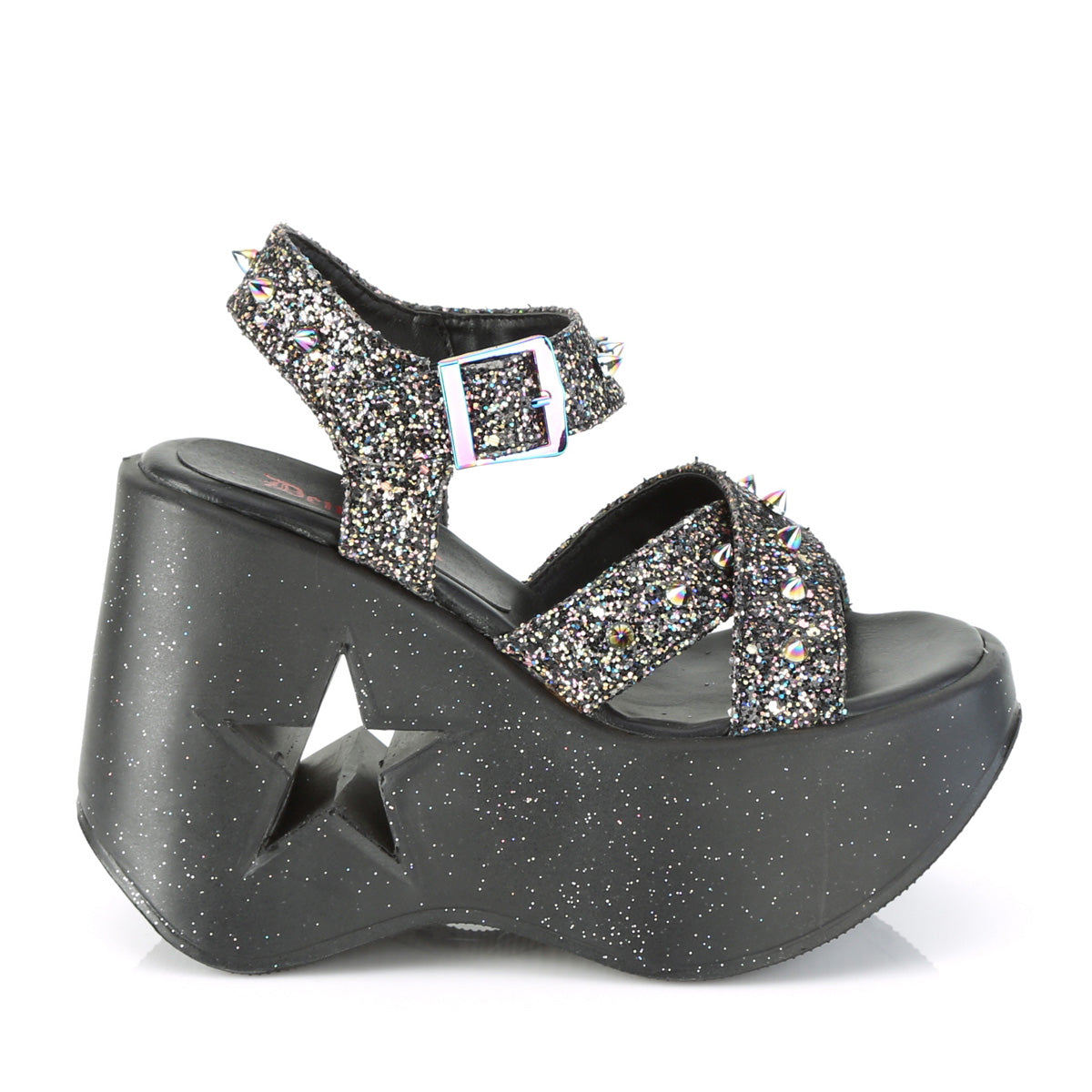 DemoniaCult Sandales féminines DYNAMITE-02 BLK multi-paillettes