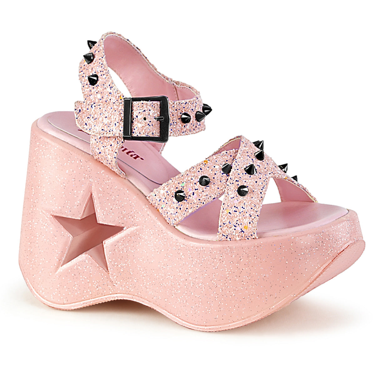 DemoniaCult Sandales féminines DYNAMITE-02 paillettes roses bébé