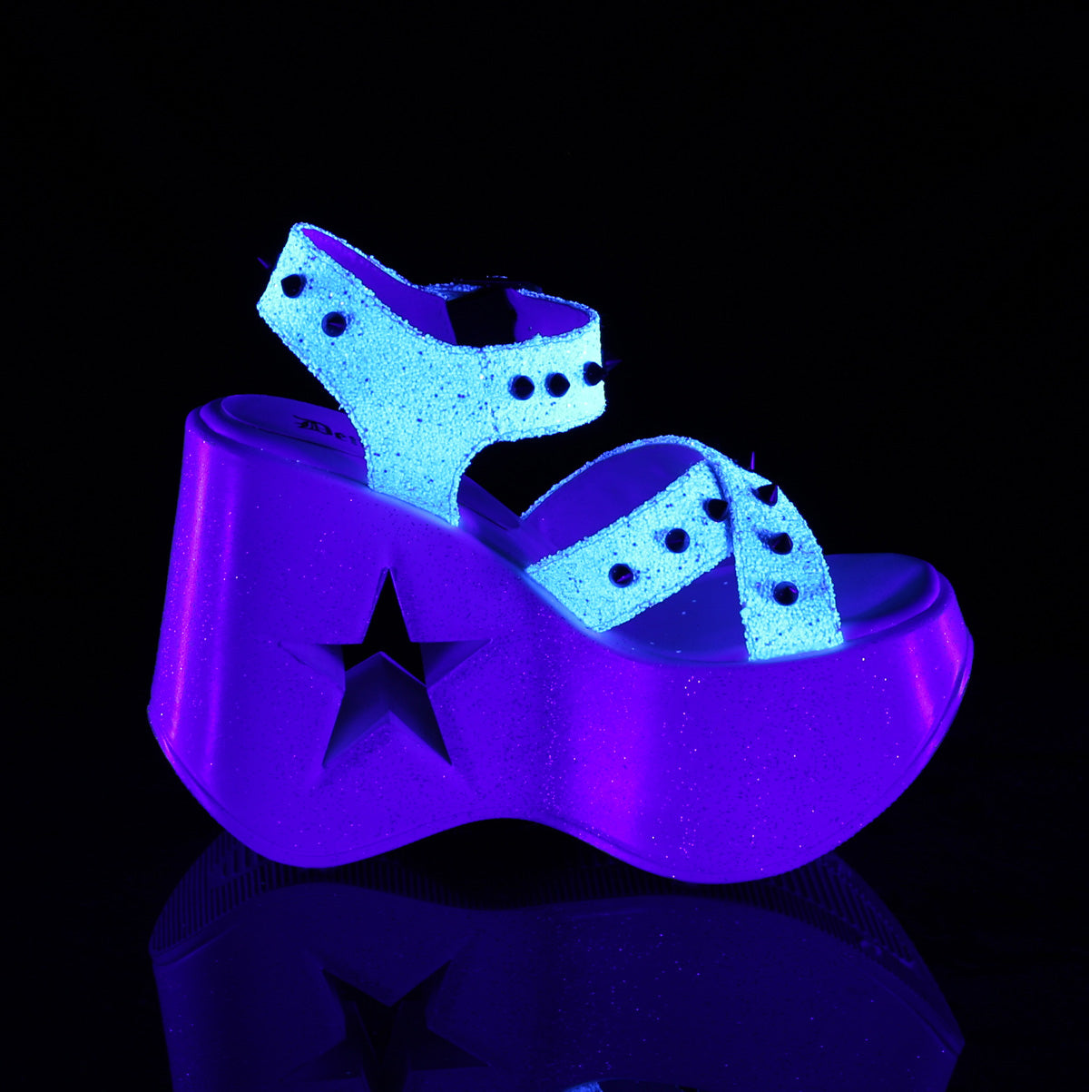 DemoniaCult Womens Sandals DYNAMITE-02 Wht Multi Glitter