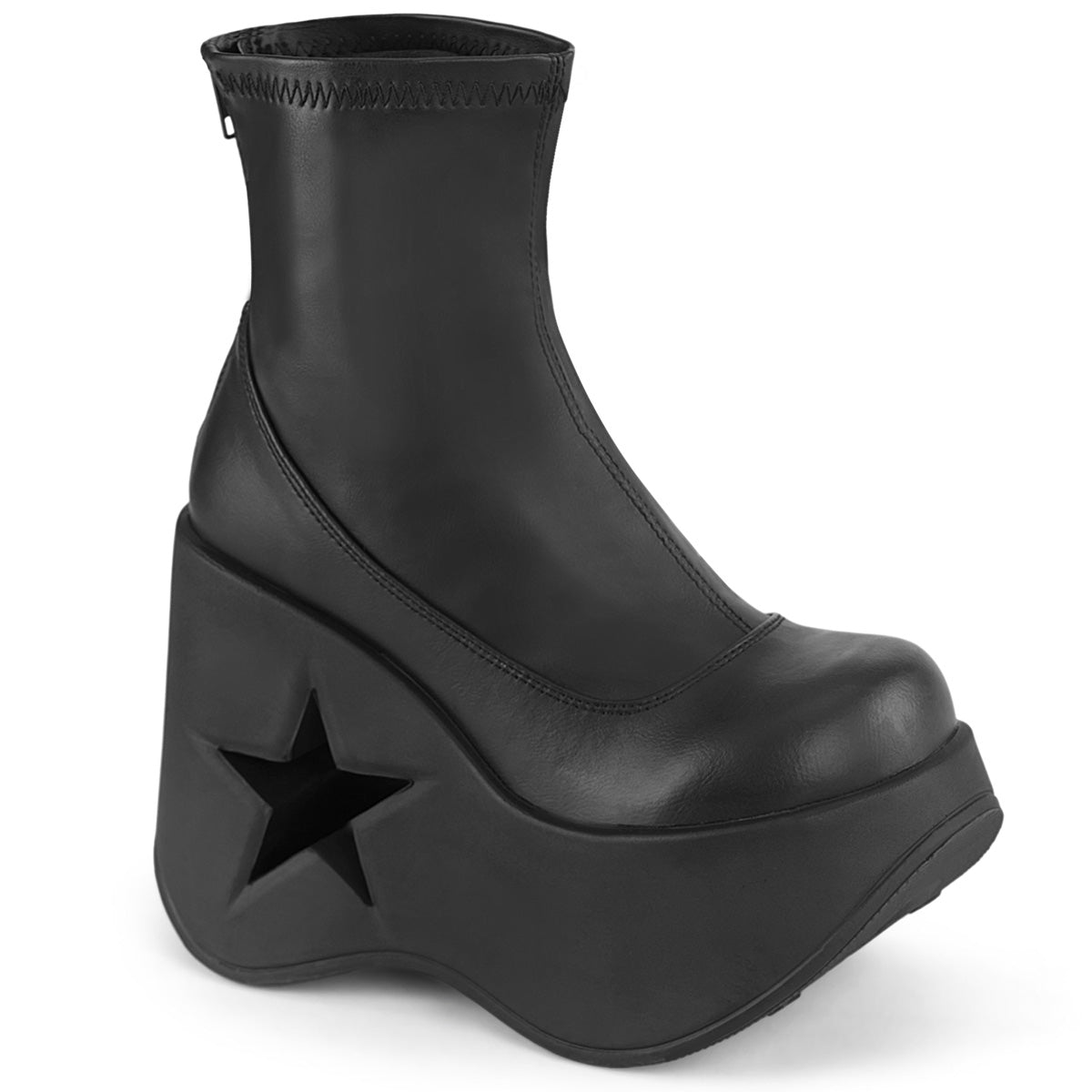DemoniaCult  Ankle Boots DYNAMITE-100 Blk Str Vegan Leather