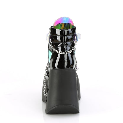DemoniaCult Bottes de cheville des femmes DYNAMITE-101 BLK Pat-magic Mirror TPU