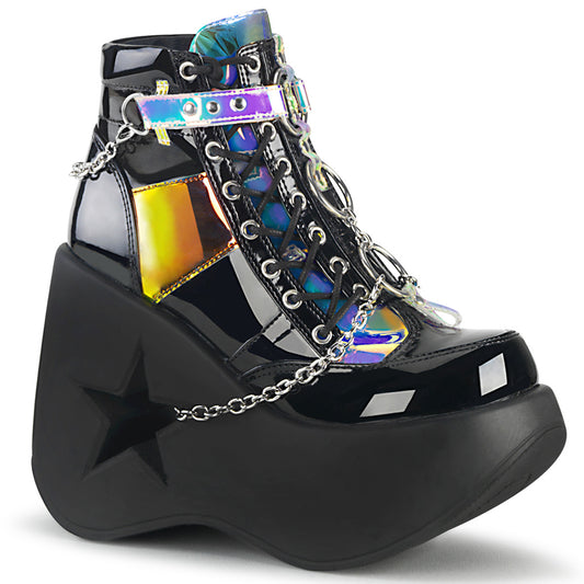 DemoniaCult Bottes de cheville des femmes DYNAMITE-101 BLK Pat-magic Mirror TPU