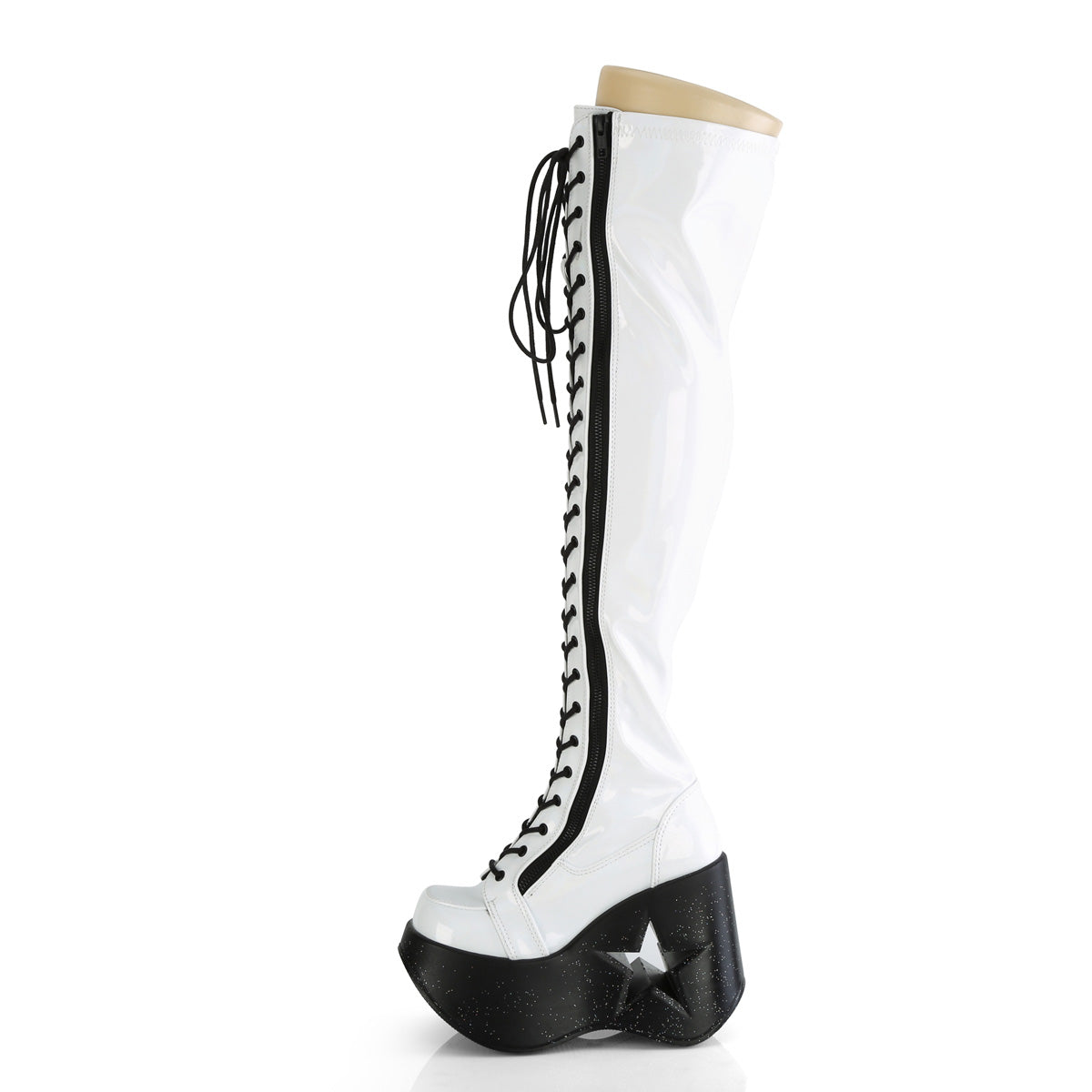 DemoniaCult  Bottes DYNAMITE-300 wht stretch holo