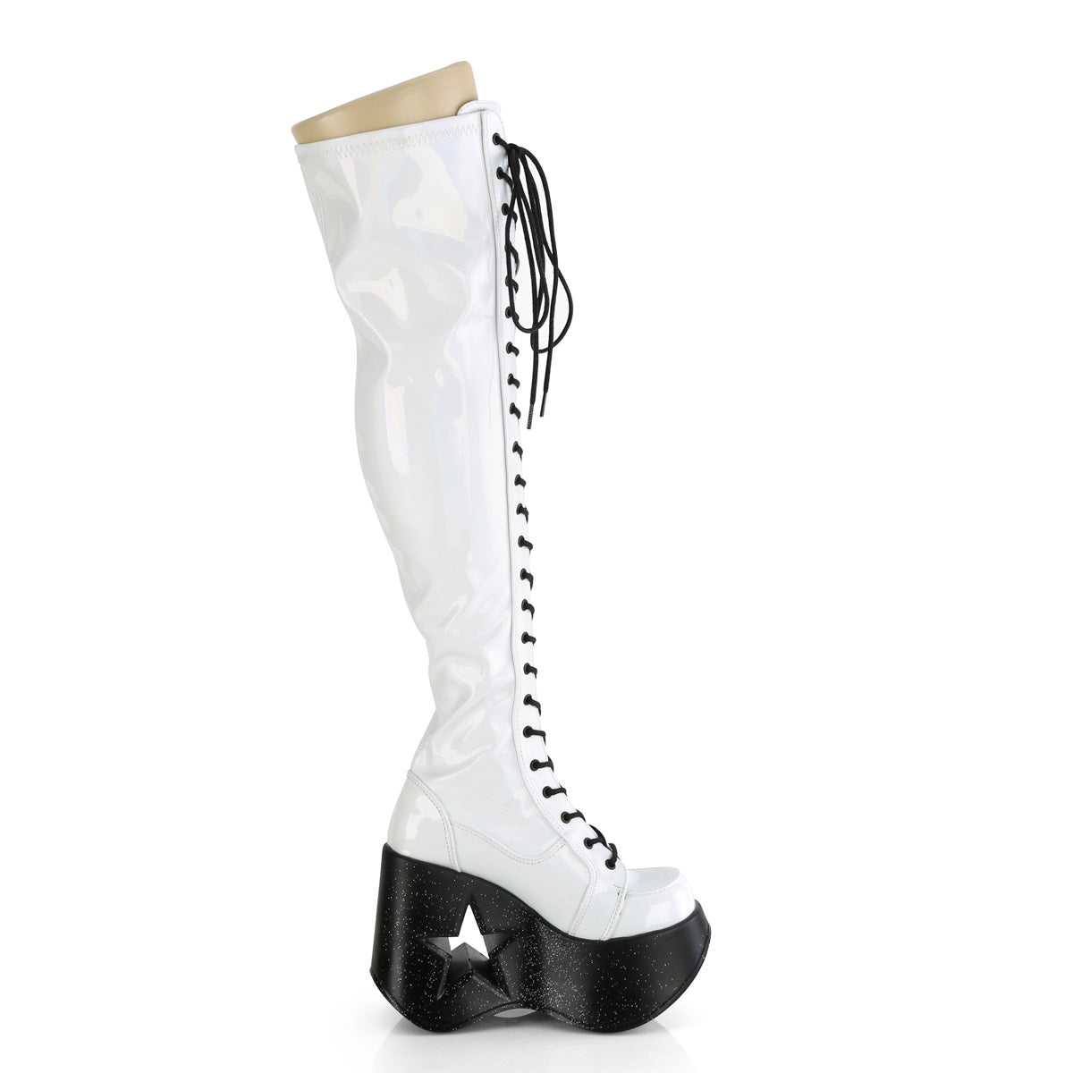 DemoniaCult  Bottes DYNAMITE-300 wht stretch holo