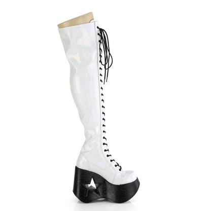 DemoniaCult  Bottes DYNAMITE-300 wht stretch holo
