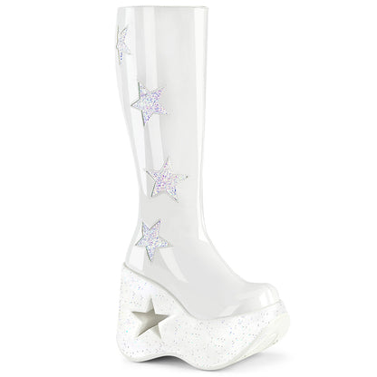 DemoniaCult  Boots DYNAMITE-218 Wht Pat-Wht Multi Glitter