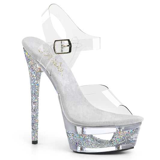 Pleaser Sandales pour femmes ECLIPSE-608GT CLR / SLV Multi Glitter-CLR