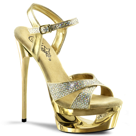 Pleaser Sandales pour femmes ECLIPSE-619g Gold multi gltr / chrome d'or