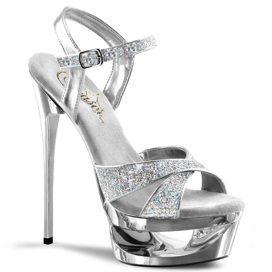 Pleaser Sandales pour femmes ECLIPSE-619g SLV Multi GLTR / SLV Chrome