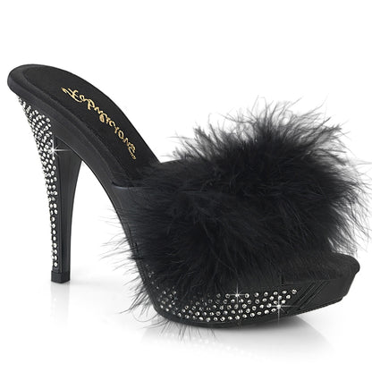 Fabulicious   ELEGANT-401f blk marabou-faux cuir / blk