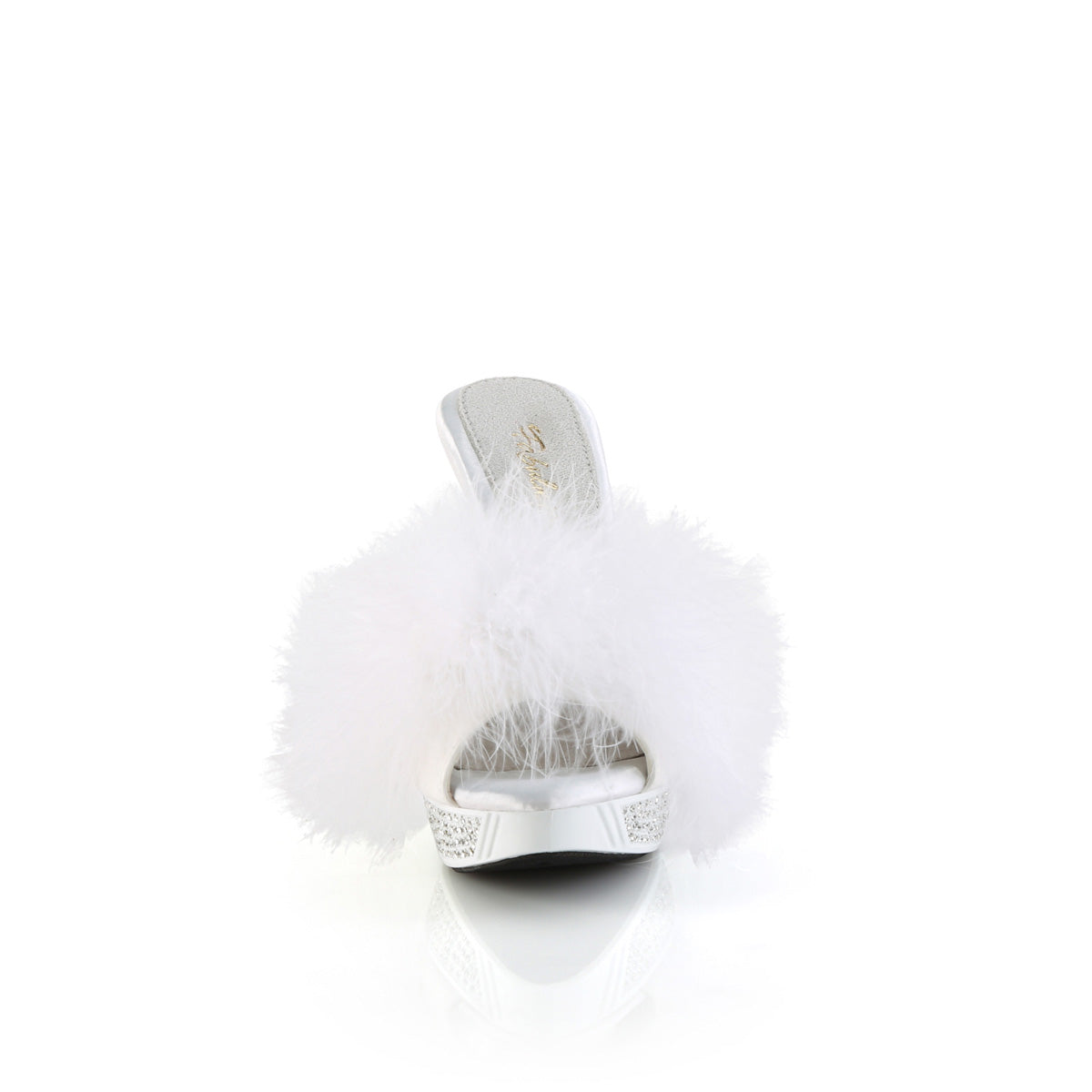 Fabulicious   ELEGANT-401F Wht Marabou-Faux Leather/Wht