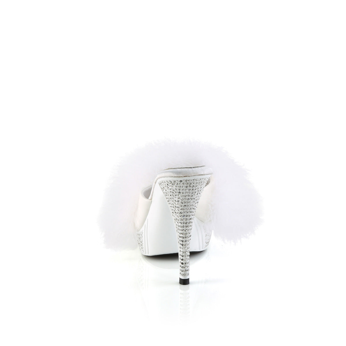 Fabulicious   ELEGANT-401F Wht Marabou-Faux Leather/Wht