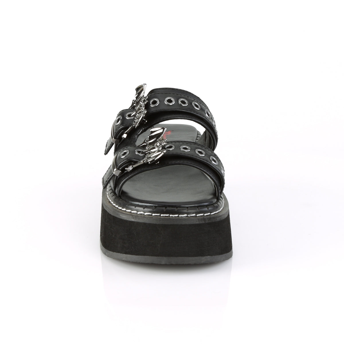 DemoniaCult Sandales féminines EMILY-100 Cuir végétalien BLK