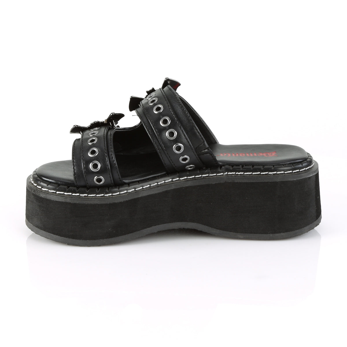 DemoniaCult Sandales féminines EMILY-100 Cuir végétalien BLK