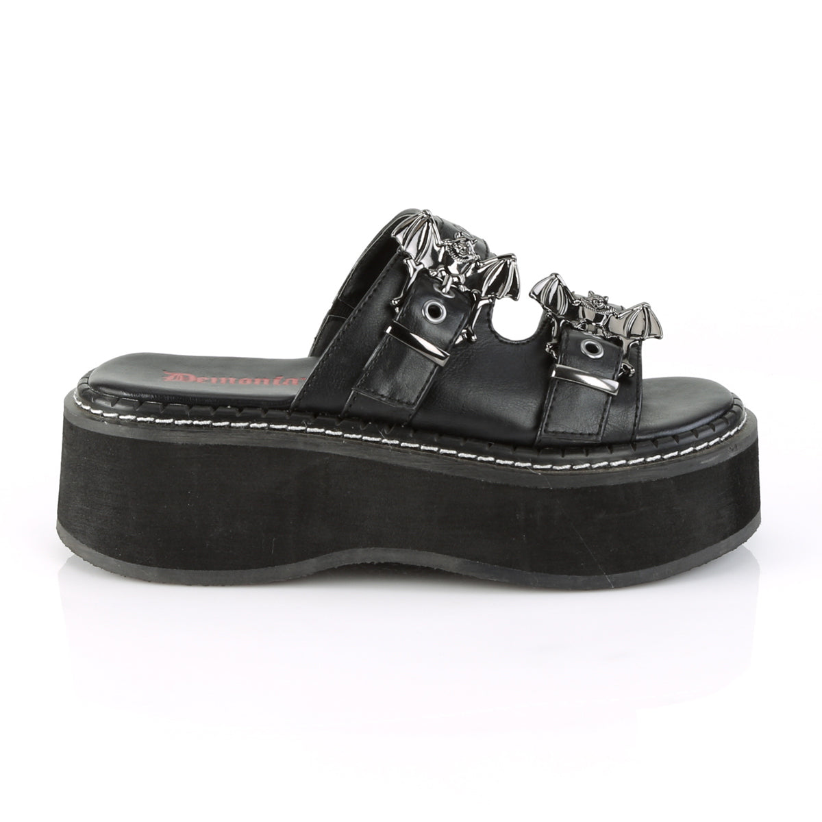DemoniaCult Sandales féminines EMILY-100 Cuir végétalien BLK
