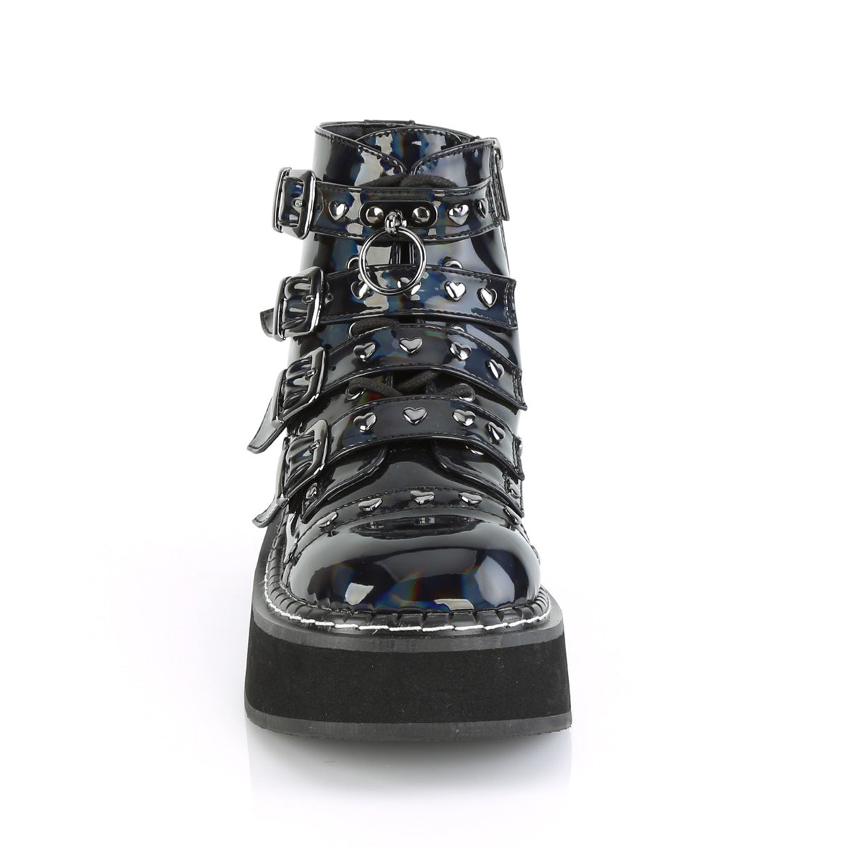 DemoniaCult Bottes de cheville des femmes EMILY-315 Cuir végétalien Blk Hologram