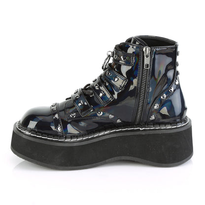 DemoniaCult Bottes de cheville des femmes EMILY-315 Cuir végétalien Blk Hologram