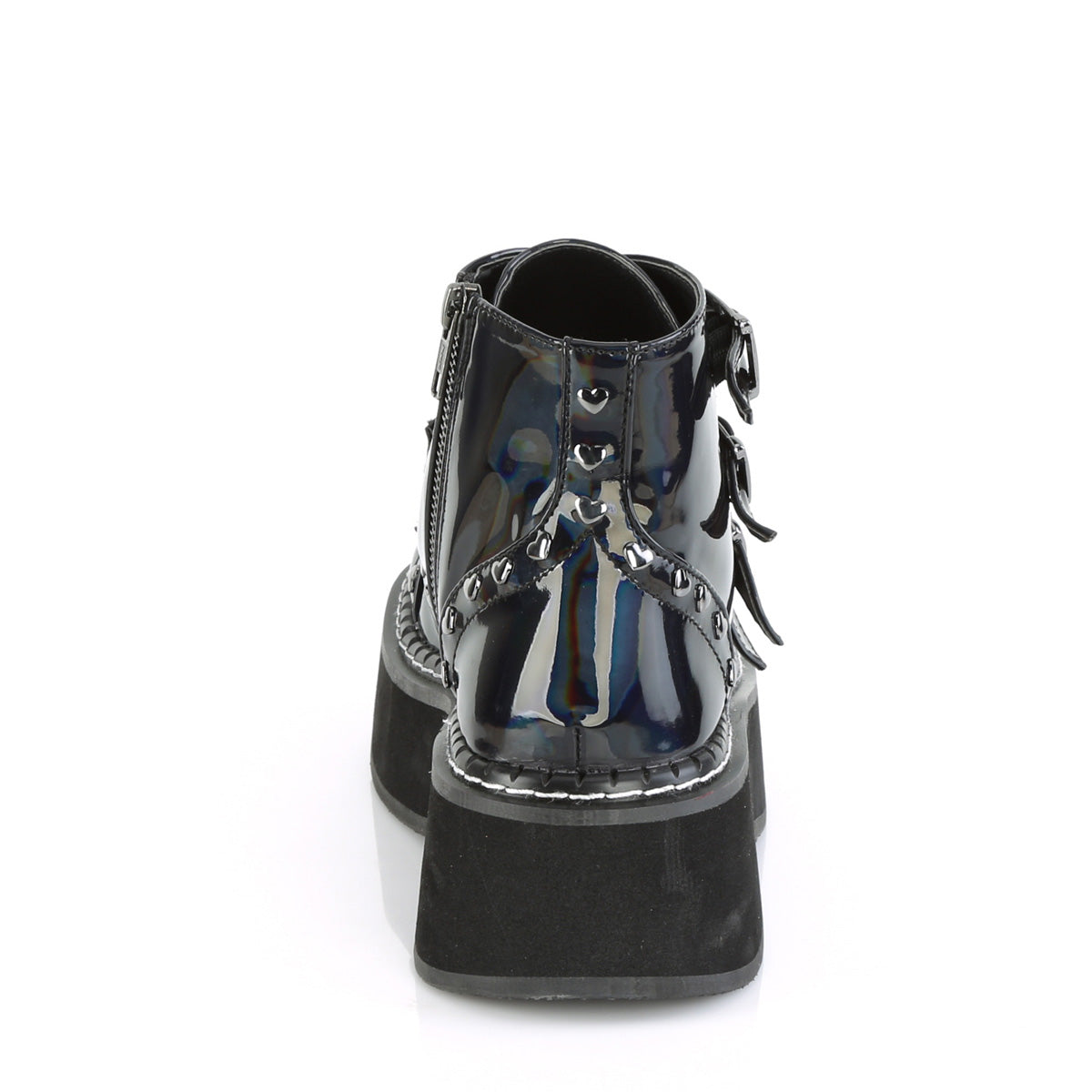 DemoniaCult Bottes de cheville des femmes EMILY-315 Cuir végétalien Blk Hologram