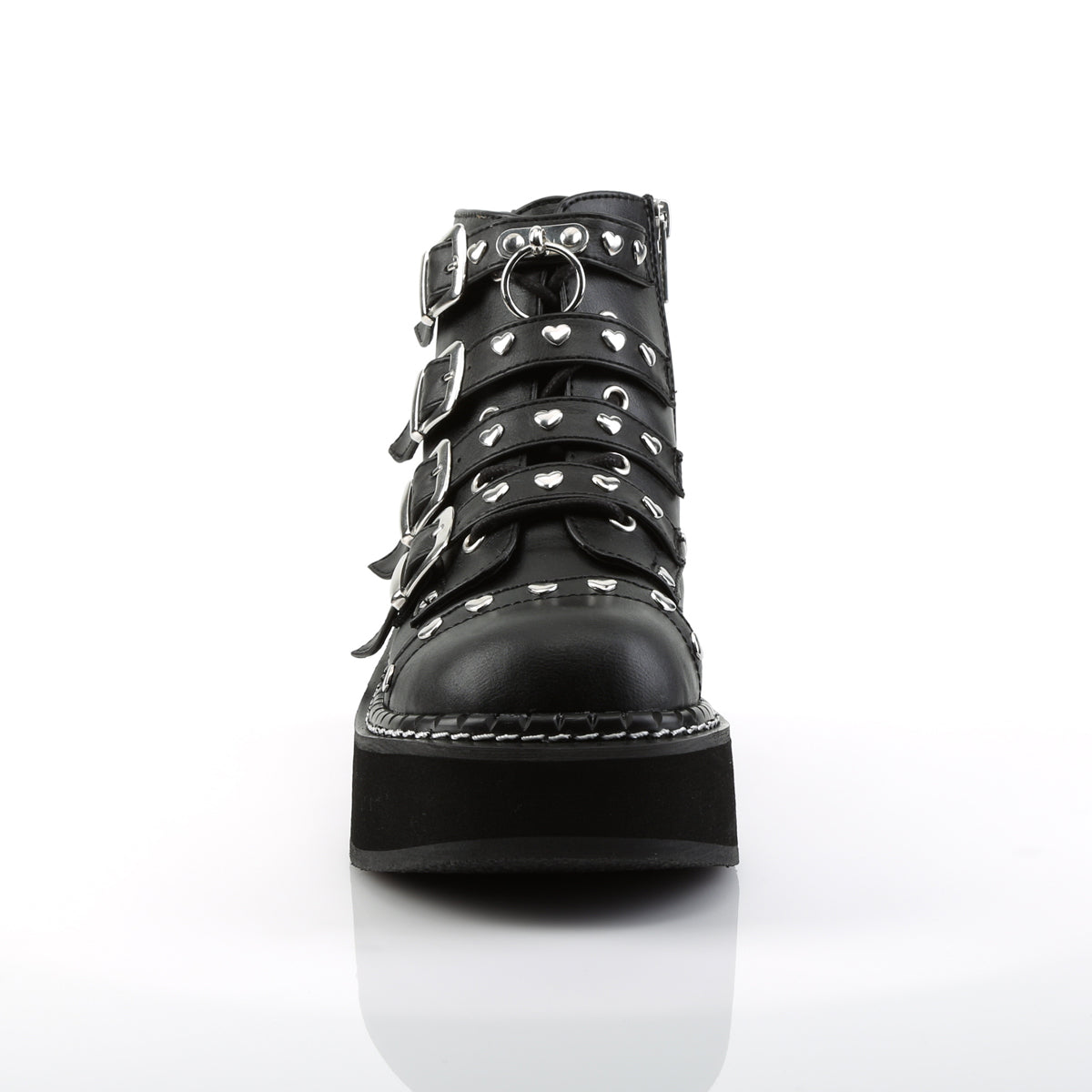 DemoniaCult Bottes de cheville des femmes EMILY-315 Cuir végétalien BLK