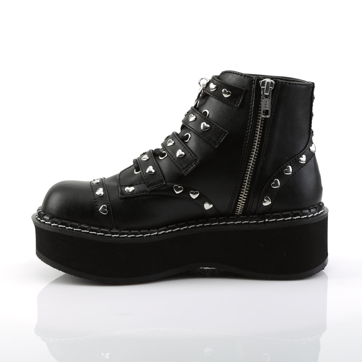 DemoniaCult Bottes de cheville des femmes EMILY-315 Cuir végétalien BLK