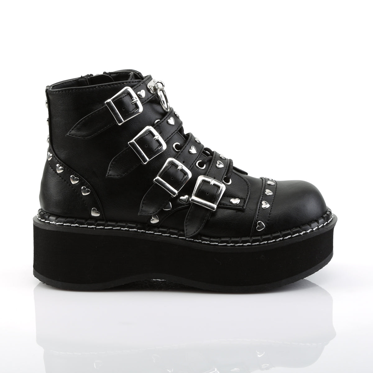 DemoniaCult Bottes de cheville des femmes EMILY-315 Cuir végétalien BLK