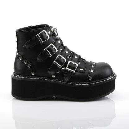 DemoniaCult Bottes de cheville des femmes EMILY-315 Cuir végétalien BLK
