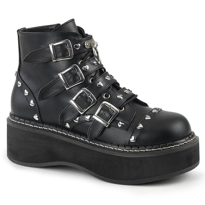 DemoniaCult Bottes de cheville des femmes EMILY-315 Cuir végétalien BLK