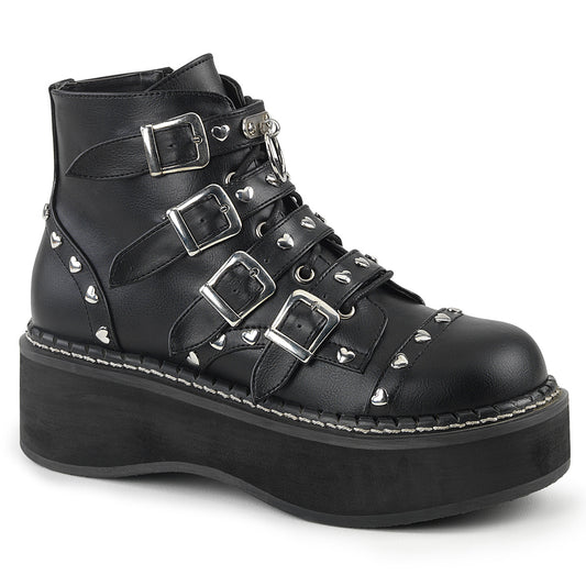 DemoniaCult Bottes de cheville des femmes EMILY-315 Cuir végétalien BLK