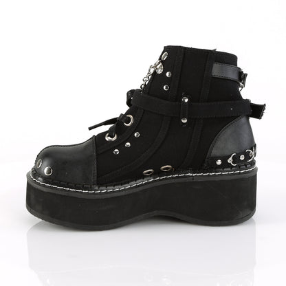 DemoniaCult Bottes de cheville des femmes EMILY-317 Cuir Vegan Blk en toile