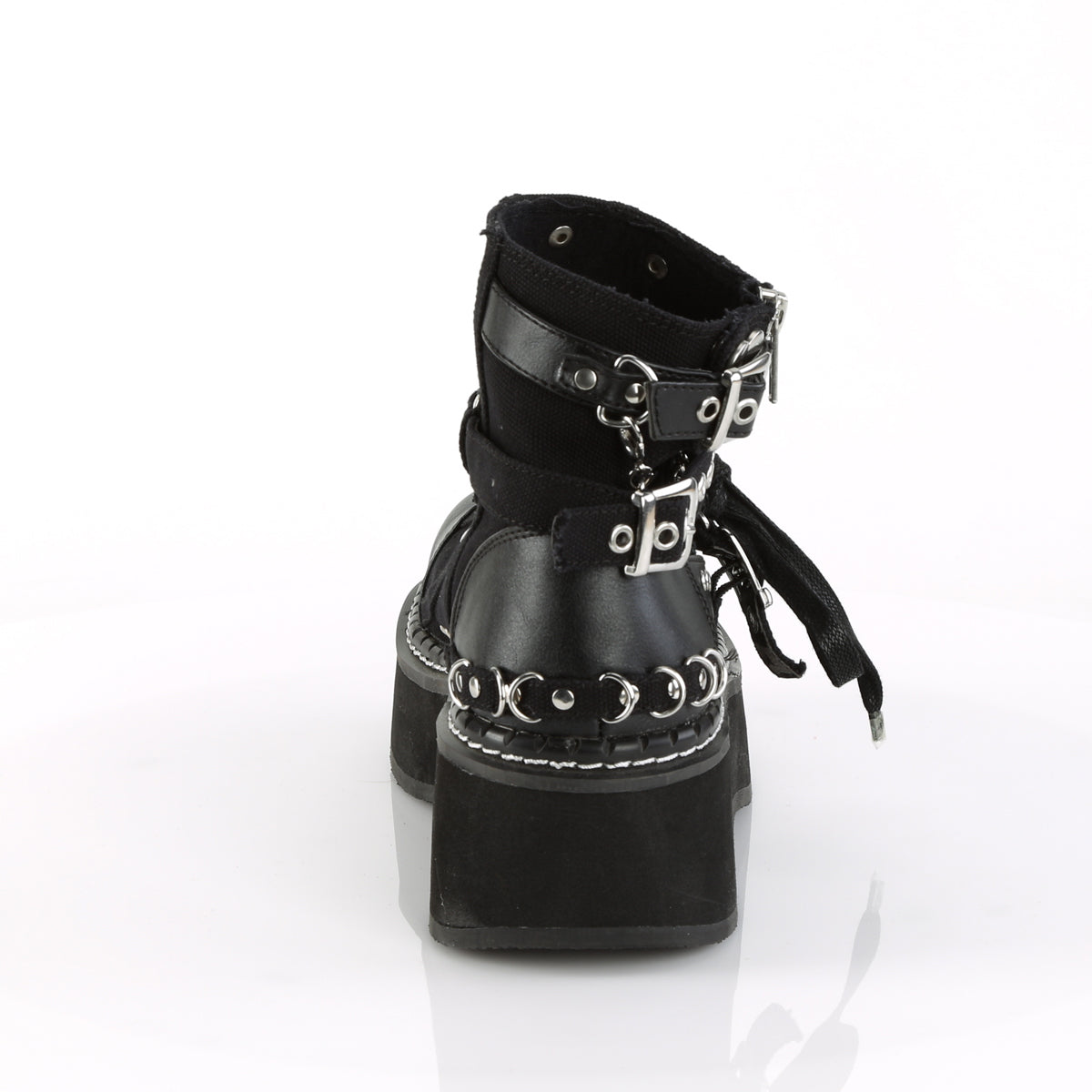 DemoniaCult Bottes de cheville des femmes EMILY-317 Cuir Vegan Blk en toile